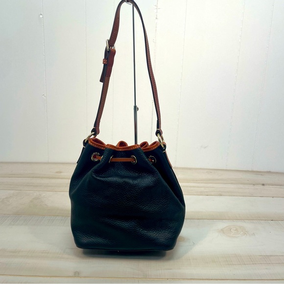 Dooney & Bourke Black Tan Saffiano Crossbody Drawstring bag - Picture 7 of 12